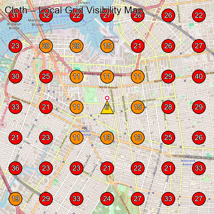 Cloth GeoGrid visibility map for Women'S Clothing Store in Brooklyn